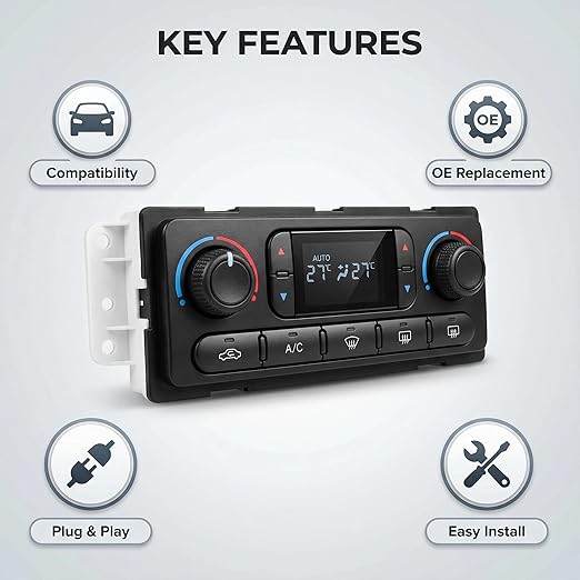 599-211XD A/C Control Switch Air Conditioning Climate Control Module, Front Module Panel for 2003-2004 Chevrolet Silverado Suburban Avalanche Tahoe GMC Sierra Yukon Cadillac Escalade Rainier Hummer