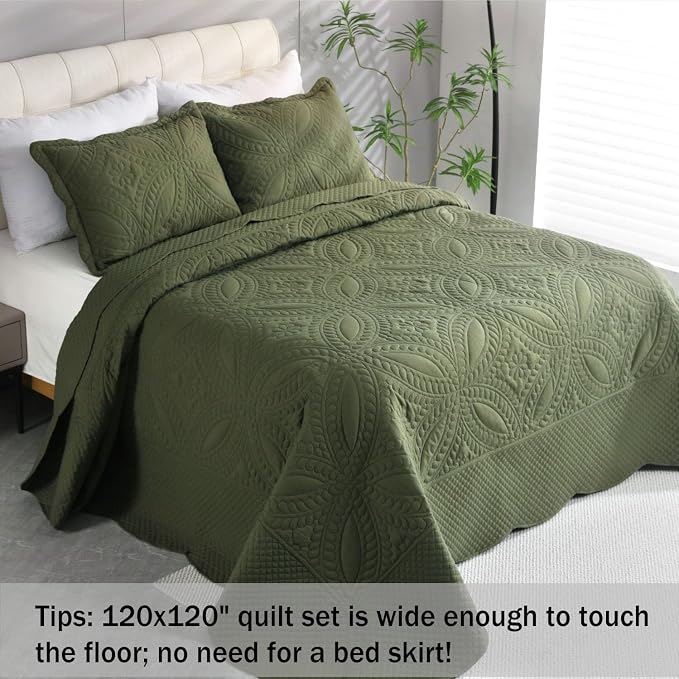 Cmfshape Oversize King Bedspread 120"x120", 3 Piece California King Quilt Set - Image 3