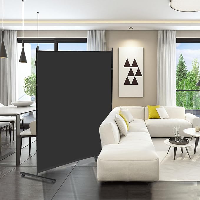 MAYOLIAH Large Single Panel Room Divider 71”W x 75”H Rolling Privacy Screen | - Image 3