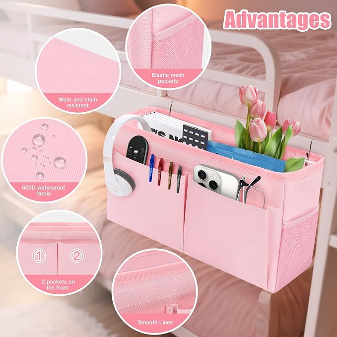 Bedside Caddy Organizer with Fixed Straps, Bunk Bed Caddy ideal - Image 4