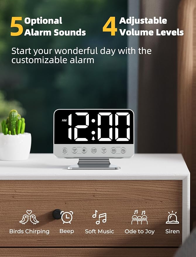 Odokee Digital Alarm Clocks for Bedrooms: Easy to Read Across The Room | Large - Image 3