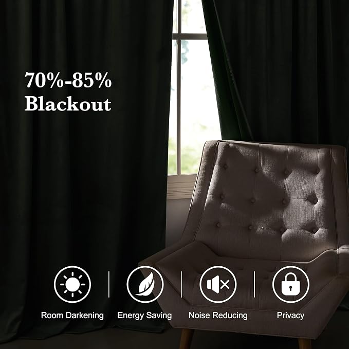 RYB HOME Velvet Curtains 102 inches Long, Extra Long High Ceiling Curtains | - Image 5