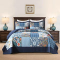 Autumn Dream Cotton Bedspread Luxury Vintage Floral Patchwork Blue Bedding by AutumnDream
