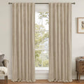 LAMIT Taupe Velvet Curtains for Living Room, 102 Inch Room Darkening Panels Thermal Insulated Back Tab and Rod Pocket Drapes for Bedroom/Sliding Glass Door, 2 Panels, 52 x 102 Inch