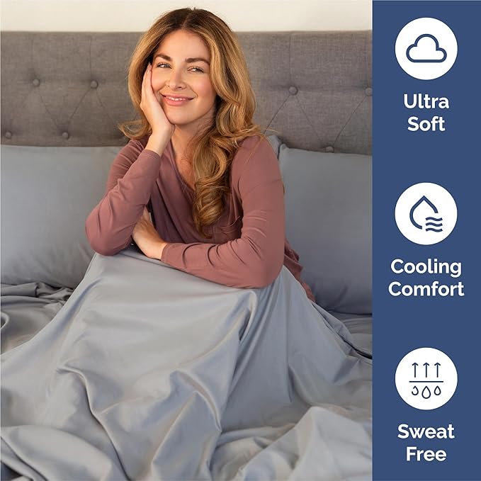 King 6 Piece Sheet Set - Cooling & Breathable Bed Sheets - Hotel Luxury Bed Sheets for Women, Men, Kids & Teens - Bedding with Deep Pockets & Easy Fit - Soft and Wrinkle Free - King Steel Blue Sheets