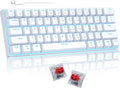 Camiysn 60% Mechanical Gaming Keyboard, White Gaming Keyboard with Red Switches, Detachable Type-C Cable Mini Keyboard with Blue LED Light for/PC/Laptop