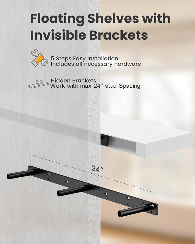 Amada 35.4" Floating Shelves for Wall Decor & Storage, Living Room, 22 lbs - Image 6