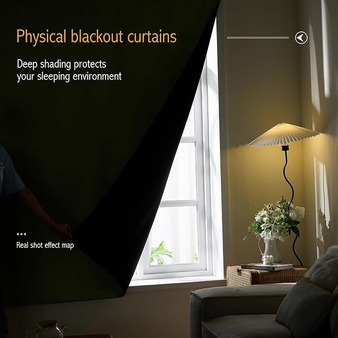 AJAZZ 100% Blackout Stick Curtain Portable Black Out Curtains Adhesive Curtains - Image 2