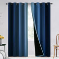 SimpleHome 100% Blackout Ombre Bedroom Curtains Blue and Greyish White by SimpleHome
