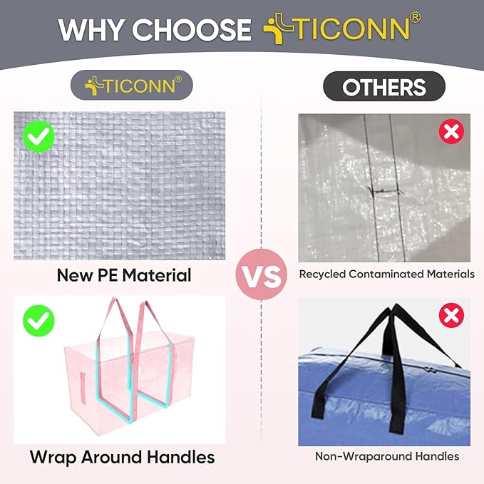 TICONN 2 Pack Extra Large Moving Bags Heavy Duty - Image 4