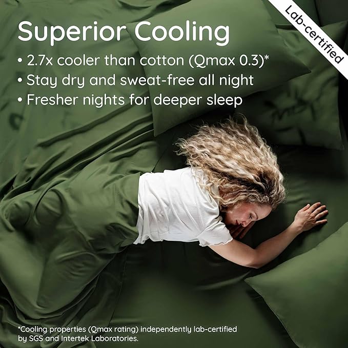 Bambaw 100% Viscose Derived from Bamboo Fitted Sheet Twin Size, 15’’ Deep Pocket Twin Fitted Sheet Only with Corner Straps, Cooling, Breathable & Soft (Olive)