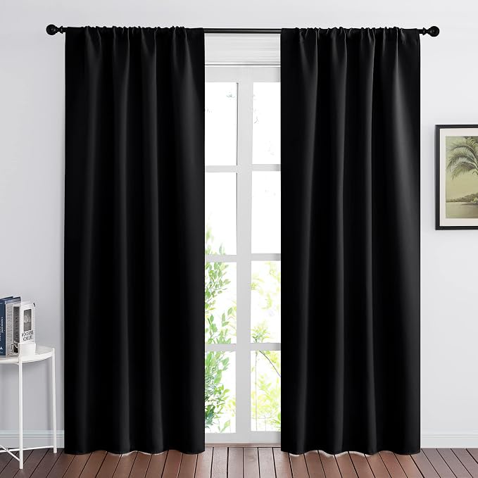 RYB HOME 2 Panels Blackout Doorway Curtains | Thermal Insulated, Rod Pocket by RYBHOME