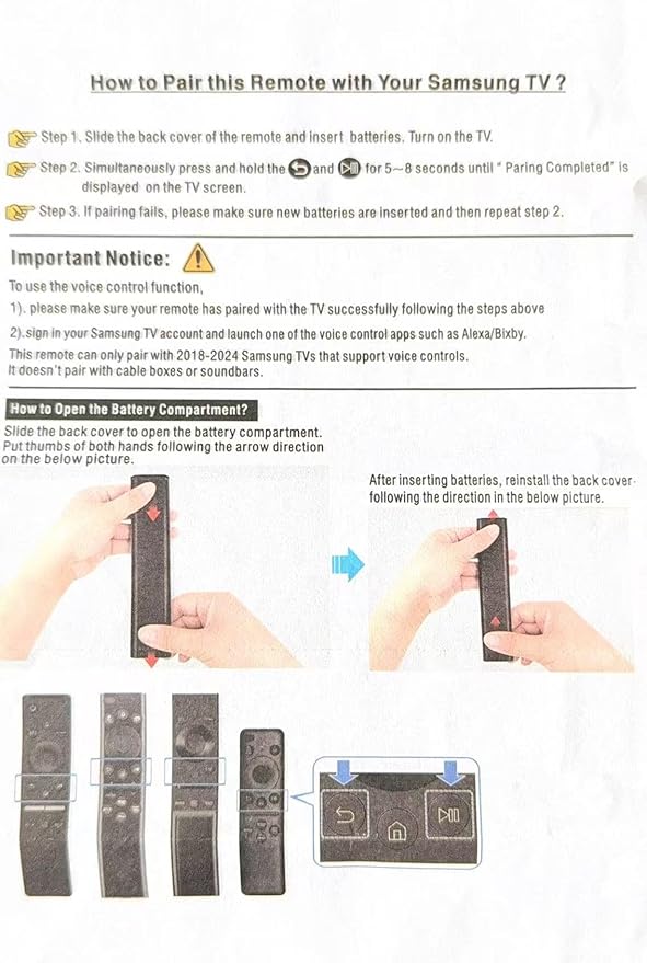 for Samsung TV Remote Replacement,Compatible for Samsung Smart TV Remote Control