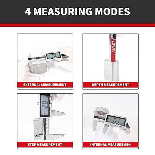 6" / 150 mm Stainless Steel Digital Caliper (IP54) & Stainless Steel Rule Set, Inch/Millimeter/Fraction Conversion, Splash-Proof Protection with Large LCD Display – Precision Measuring Tools