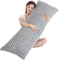 Full Body Pillow with Fluffy Stripe Faux Fur Removable Cover, Long Bed Pillow by Memfydu