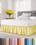Wrap Around Dust Ruffle Bed Skirt - Yellow - Twin/Twin XL Size Beds with 18 Inch Drop - Easy Fit Elastic Strap - Adjustable Pleated Bedskirt w/Brushed Fabric - Wrinkle Free - Women, Men, Kids & Teens