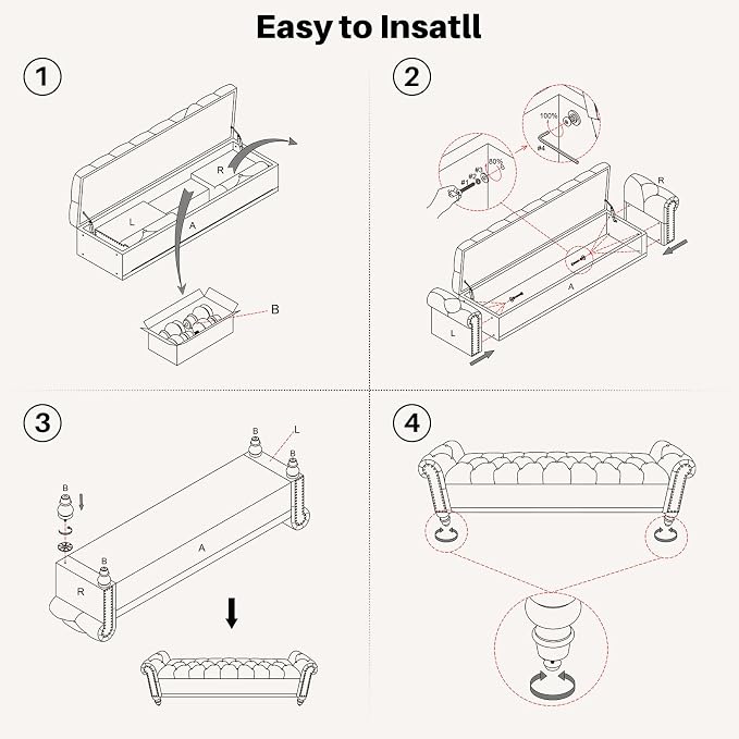 SOFTHION 67" Storage Bench for Bedroom, Linen Upholstered, Light Brown | King - Image 7