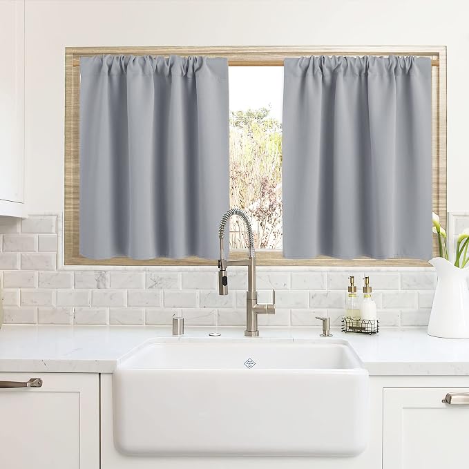 RYB HOME Cafe Blackout Curtains 24 inch Length by RYBHOME
