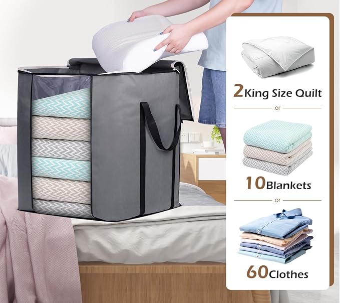 SLEEPING LAMB 120L Extra Large Blanket Storage Bags Breathable Clothes Storage - Image 4