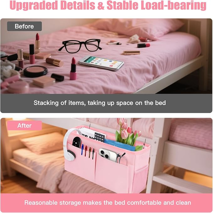 Bedside Caddy Organizer with Fixed Straps, Bunk Bed Caddy ideal - Image 3