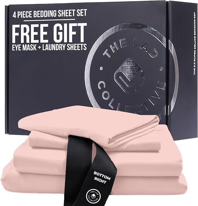THE LAD COLLECTIVE 3.0 Twin XL Bedding Set - 4-Piece Bedset w/Fitted Sheet, Top Sheet & 2 Standard Pillowcases [Duvet Not Included] - Bamboo-Cotton - The Yellowstone Collection Peach