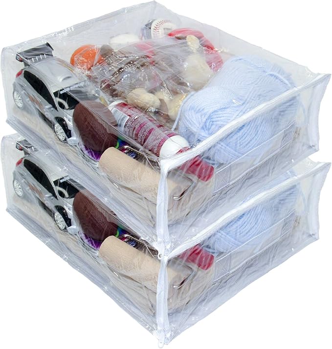 2-Pack Heavy Duty Vinyl Zippered Closet Square Storage Bags by OrehHomewares