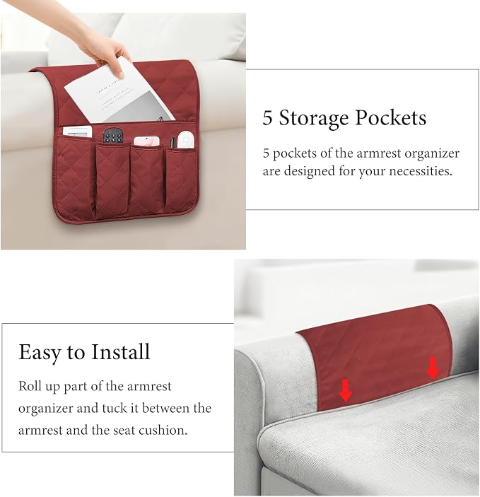 Armchair Caddy for Recliner, Non Slip Sofa Arm Organizer, Couch Side Storage - Image 6