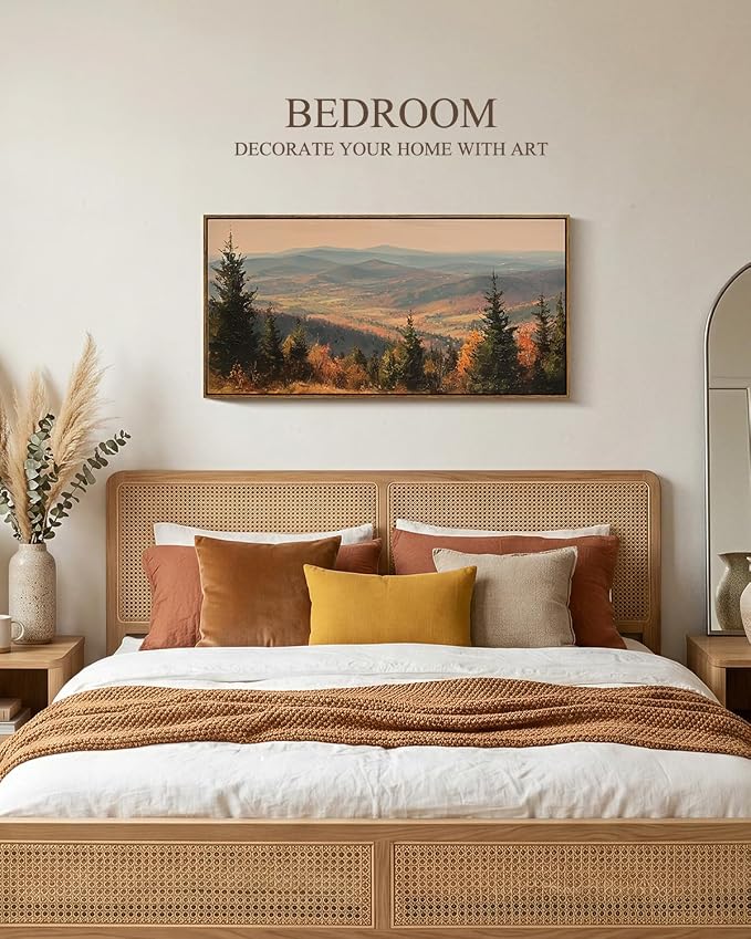 InSimSea Extra Large Framed Fall Wall Art, Autumn Mountains Forest, 20x40in | - Image 4