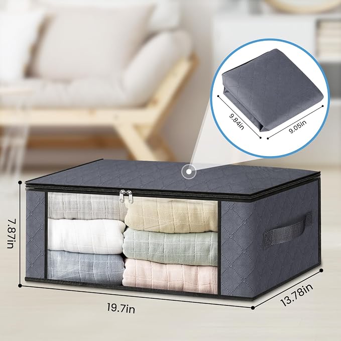 HomeHacks 10-Pack Clothes Organizer Storage Bags, 35L Storage Bins, Reinforced - Image 2
