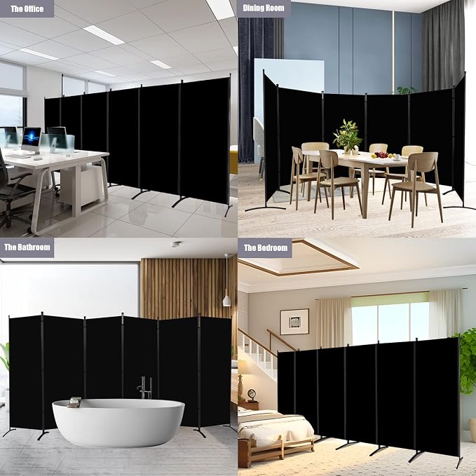 Room Divider 6FT Folding Privacy Screens, 6 Panel Partition Room Dividers | - Image 7