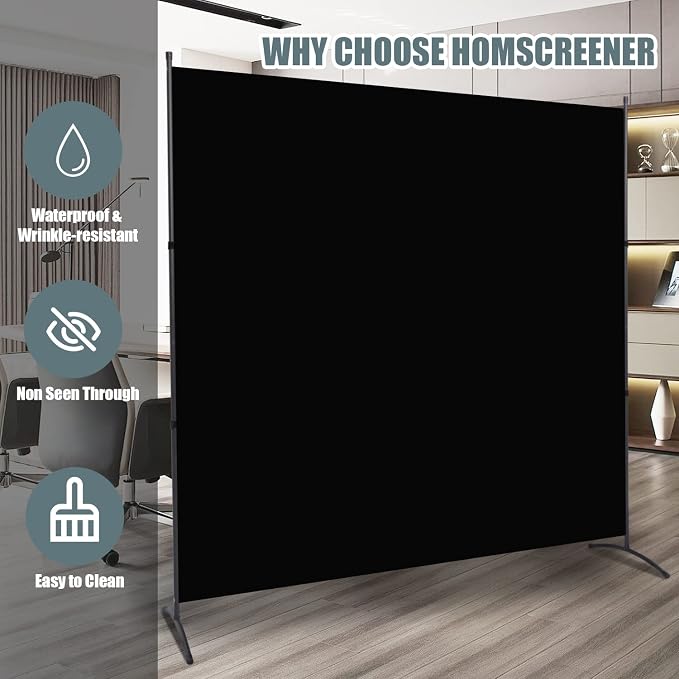 Single Panel Room Divider, No See Through Fabric, Heavy Duty Swivel Feet Base - Image 2