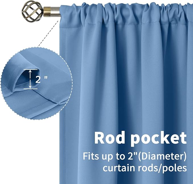 BGment Denim Blue Blackout Curtains 36 Inches Long - Image 6
