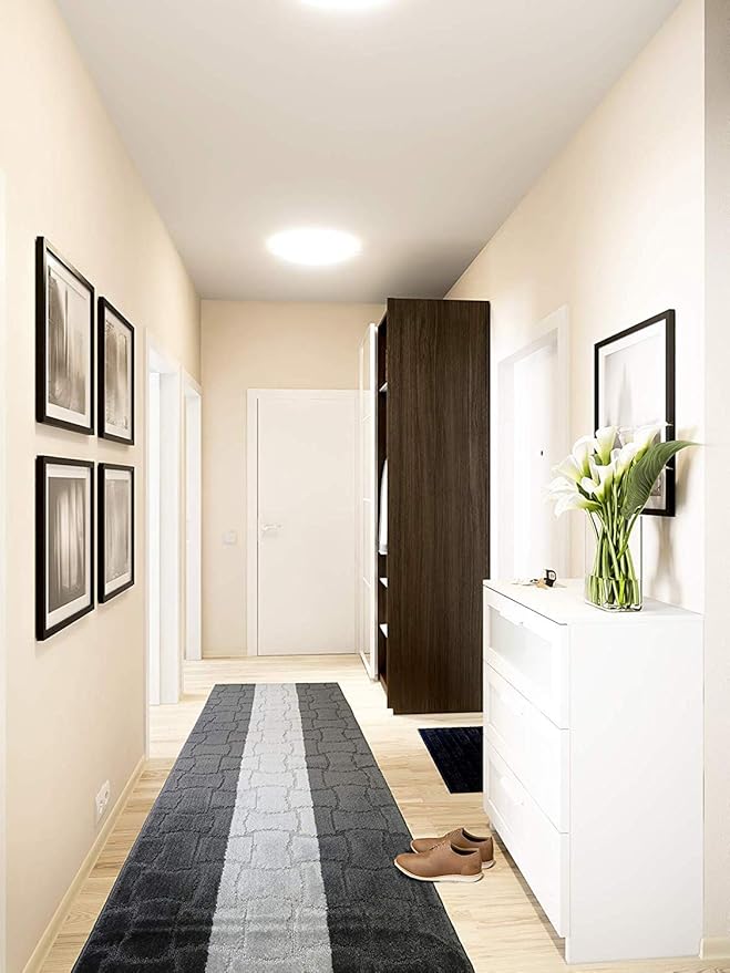 Custom Length Hallway Runner Rug,Slip Resistant,Puzzle Anthracite, 26 Inch X 11 feet, Sold and Priced Per Foot