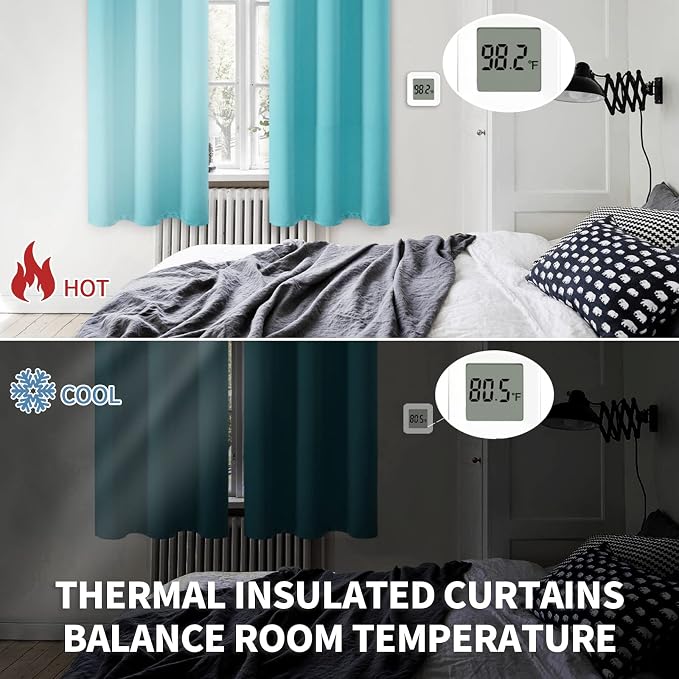 BGment Aqua Blackout Curtains 40 Inch Length - Image 4