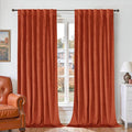 BGment Terracotta Velvet Blackout Curtains 96 Inches Long, Super Soft Drapes by BGment
