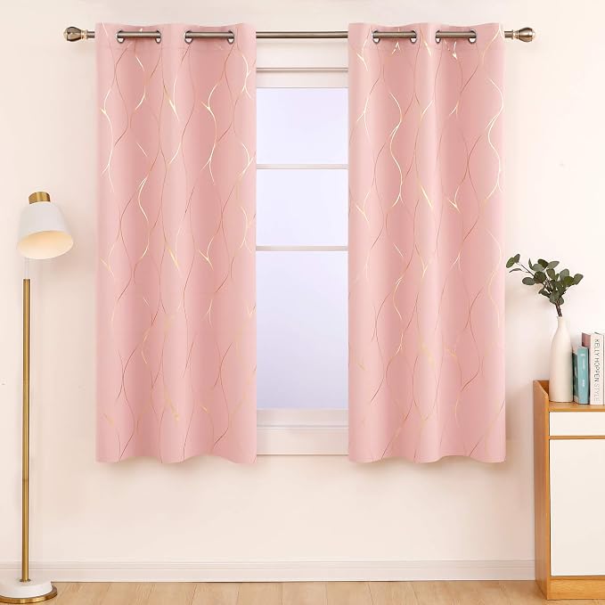 Deconovo Curtains for Living Room, Pattern Blackout Curtains 54 Inches Long | - Image 2