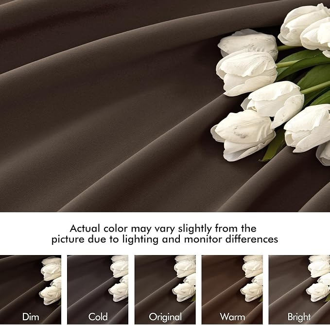 MIULEE Chocolate Brown Back Tab Blackout Curtains 52x96 Inch Long 2 Panels | - Image 8