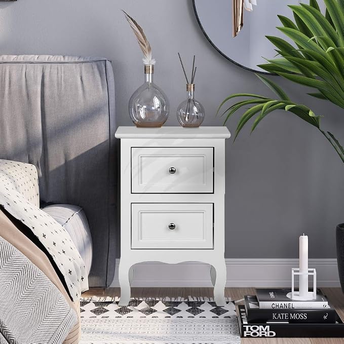 Bonnlo White Nightstand Set of 2, Nightstands - Image 2