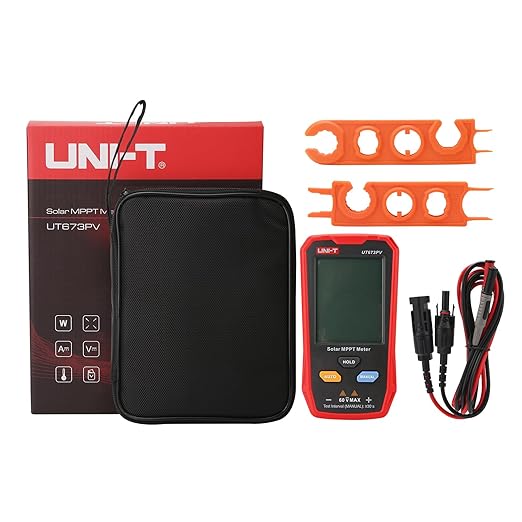 UNI-T UT673PV Solar Panel Tester, Solar MPPT Meter, 800W Photovoltaic Module Maximum Power Tester, Intelligent Manual/Auto MPPT Test, Large LCD and Multiple Result Displays