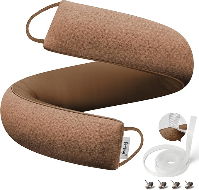 fowong Weighted Under Door Noise Stopper 48 Inch, Extra Long Draft Stopper for Bottom of Door Soundproof Noise Guard, Brown
