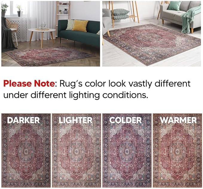Keen Home Design 2x3 Rug - Machine Washable Entry Rug with Non-Slip Backing, Ideal for Enteryway, Kitchen, Bathroom, Laundry Room - Vintage, Easy Clean, Durable, Low Pile Rug - (2' x 3')