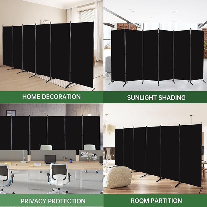 6 Panel Folding Room Divider, Sturdy Frame Freestanding Wall Divider | Privacy - Image 6