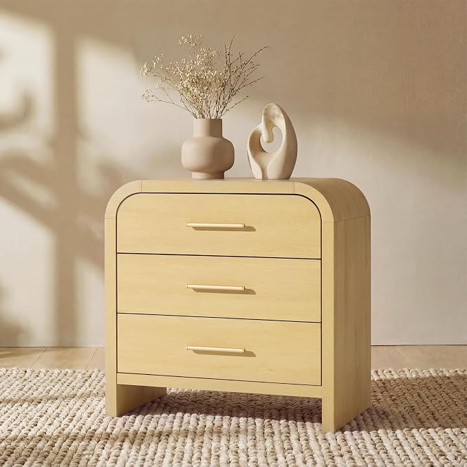Night Stand 3-Drawer Nightstand 26.7" H Metal Handle Modern Sturdy Bedside by TheBeautyofRusticRefined