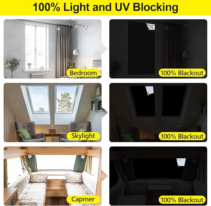 FADOTY 100% Blackout Curtains 2 Pack, No Drill, Sun Heat Light Blocker - Image 6