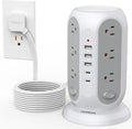 TESSAN Tower Power Strip Surge Protector, Flat Extension Cord 15 Ft, 5 USB Ports by TESSAN