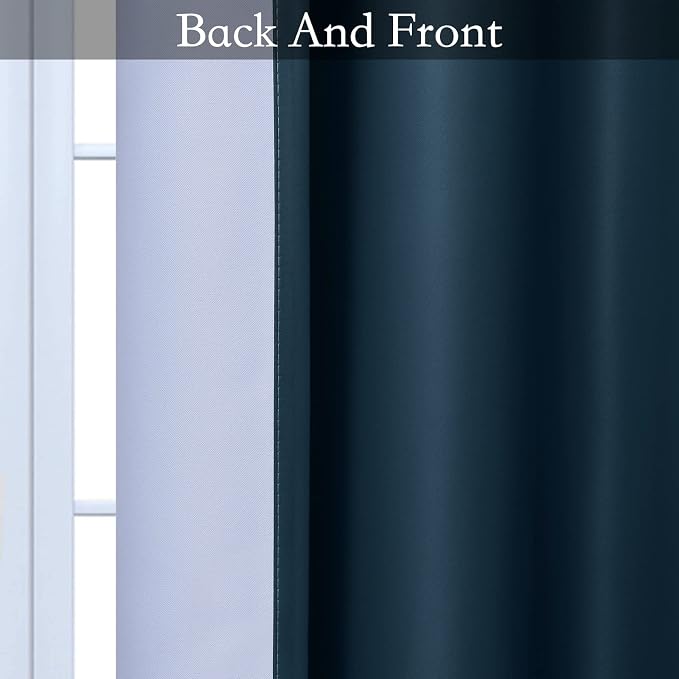 SimpleHome Ombre Gradient Navy Blue White to Gray Bedroom Curtains, 52Wx84L | - Image 4