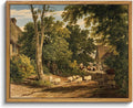 OIQArtOIQ Vintage Framed Wall Art Rural Farm Scene Canvas Art Prints by OIQArtOIQ