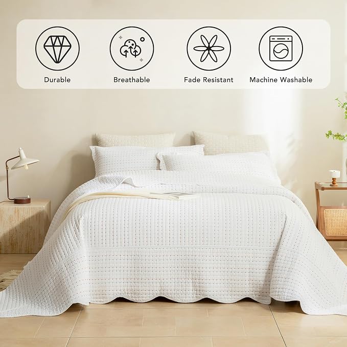 Lady Ann Oversized King Quilt 128x120, Lightweight & Soft Farmhouse Coverlet - Image 3
