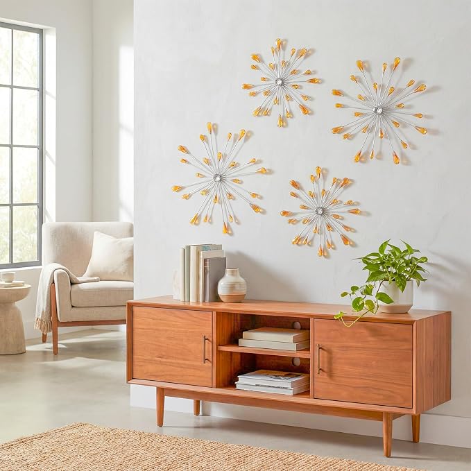 ZEXUIRU 4 Set Silver Starburst Wall Art - Image 2