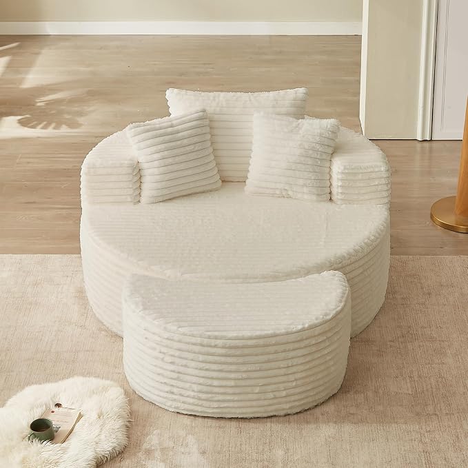 55'' Oversized Round Chair Lounge Chaise Indoor - Image 9